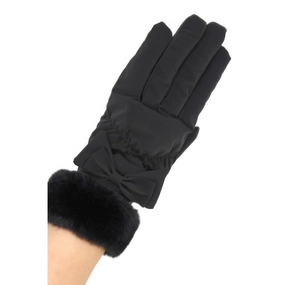 Chic‎ Black Bow Fur Winter Gloves